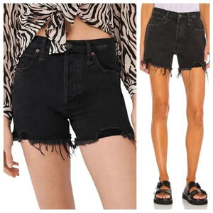 NWOT Free People We the Free Makai Cut-off Shorts - Black Denim Distressed